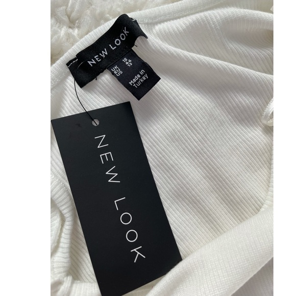 New Look White Sunflower Ribbed Tie Front Cardigan - Picture 6 of 6